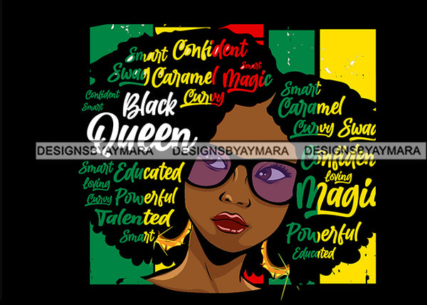 Afro Lola Black Queen Swag Powerful Loving Smart Black Girl Magic Melanin Popping Hipster Girl SVG JPG PNG Layered Cutting Files For Silhouette Cricut and More