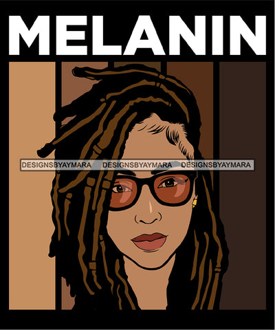 Sexy Melanin Afro Woman Confident Glasses Dreadlocks Hairstyle SVG JPG PNG Vector Designs Cutting Files For Circuit Silhouette