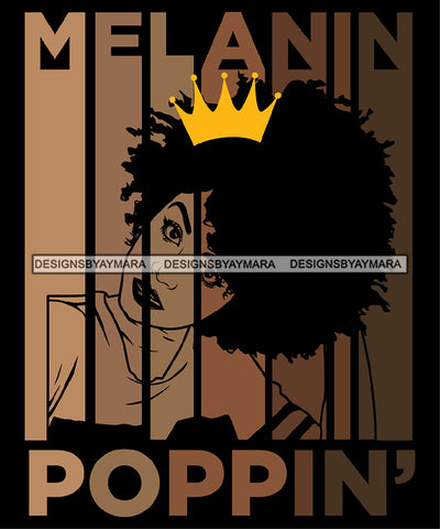 Melanin Queen Poppin Big Afro Wearing Crown  SVG JPG PNG Vector Clipart Cricut Silhouette Cut Cutting