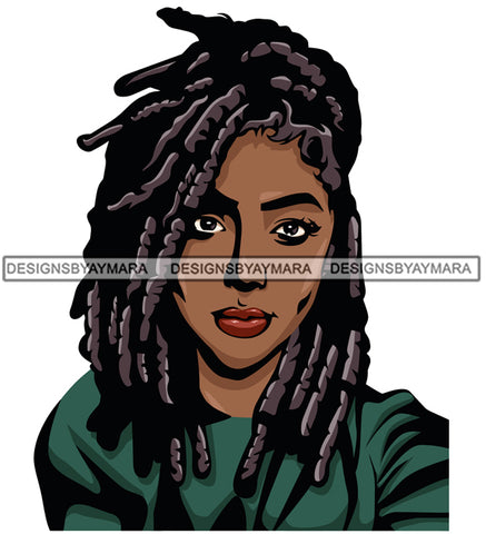 Beautiful Black Woman With Locs SVG JPG PNG Vector Clipart Cricut Silhouette Cut Cutting