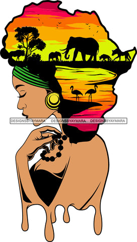 African American Woman Goddess Safari Savanna Africa Continent SVG Files For Cutting and More!