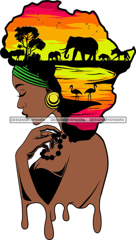 African American Woman Goddess Safari Savanna Africa Continent SVG Files For Cutting and More!