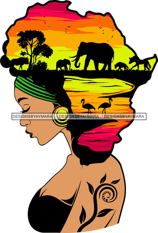 African American Woman Goddess Safari Savanna Africa Continent SVG Files For Cutting and More!