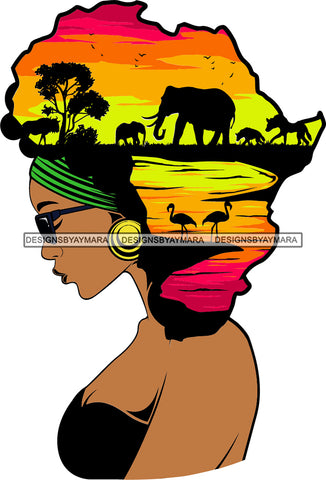 African American Woman Goddess Safari Savanna Africa Continent SVG Files For Cutting and More!