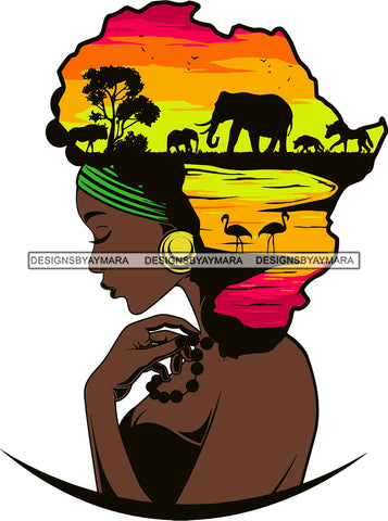 African American Woman Goddess Safari Savanna Africa Continent SVG Files For Cutting and More!