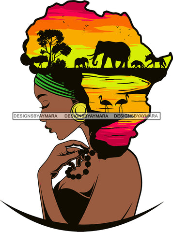 African American Woman Goddess Safari Savanna Africa Continent SVG Files For Cutting and More!