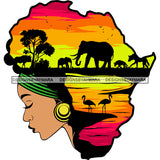 Africa Safari Silhouette Shaped Head Hair SVG JPG PNG Vector Clipart Cricut Silhouette Cut Cutting