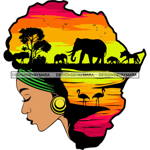 Africa Safari Silhouette Shaped Head Hair SVG JPG PNG Vector Clipart Cricut Silhouette Cut Cutting