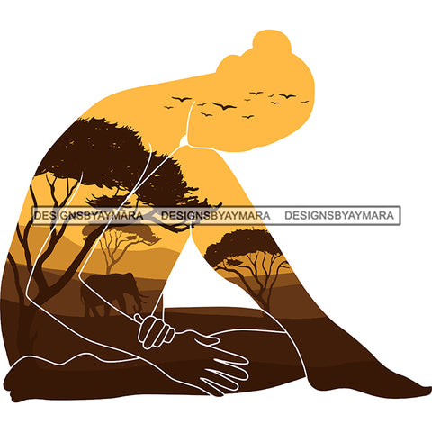 Sensual African Artwork Proud Roots Goddess Safari Savanna Africa Continent Exotic Environment  SVG Files For Cutting and More!