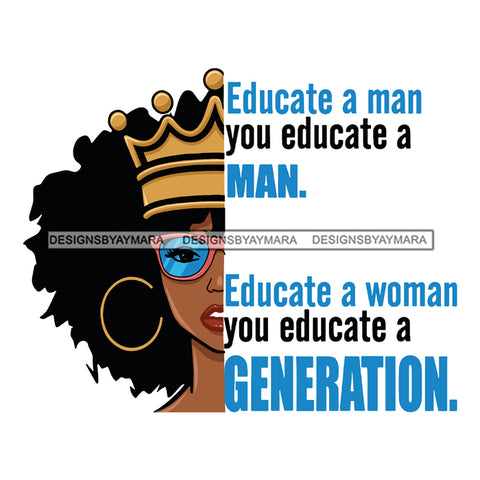 Afro Beautiful Queen Educate Man Woman Generation Life Quotes Lady Educated Successful Woman Royalty Hoop Earrings  SVG Files For Silhouette Cricut