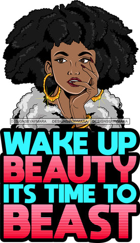 Afro Lola Queen Wake Up Beauty Sexy Bamboo Jewelry Nails Fur Boa Afro Hair Style SVG Cutting Files For Silhouette Cricut