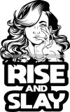 Afro Lola Rise And Slay Quotes Sexy Bamboo Jewelry Nails Fur Boa Wavy Hair Style B/W SVG Cutting Files For Silhouette Cricut