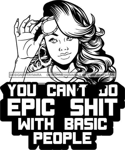 Afro Lola Hustle Quotes Epic Basic People Wavy Hair Style B/W SVG Cutting Files For Silhouette Cricut and More