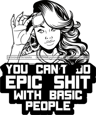 Afro Lola Hustle Quotes Epic Basic People Wavy Hair Style B/W SVG Cutting Files For Silhouette Cricut and More