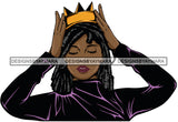Afro Black Woman Queen Fixing Crown Diva Dreadlocks Hair Style SVG Cutting Files For Silhouette Cricut