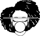 Afro Lili Black Girl Woman Bubble Gum Queen Melanin Dreadlocks Hair Style Personal & Commercial Use B/W SVG Cutting Files For Silhouette Cricut More