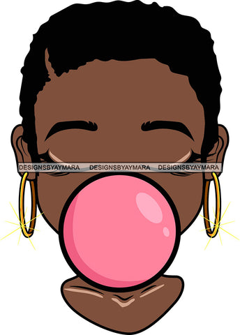 Afro Lili Black Girl Woman Bubble Gum Queen Melanin Short Hair Style Personal & Commercial Use SVG Cutting Files For Silhouette Cricut More