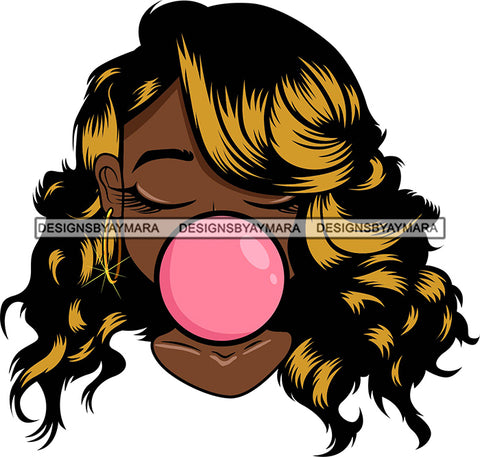 Afro Lili Black Girl Woman Bubble Gum Queen Melanin Curly Hair Style Personal & Commercial Use SVG Cutting Files For Silhouette Cricut More