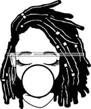 Afro Lili Black Girl Woman Bubble Gum Queen Melanin Dreadlocks Hair Style Personal & Commercial Use B/W SVG Cutting Files For Silhouette Cricut More