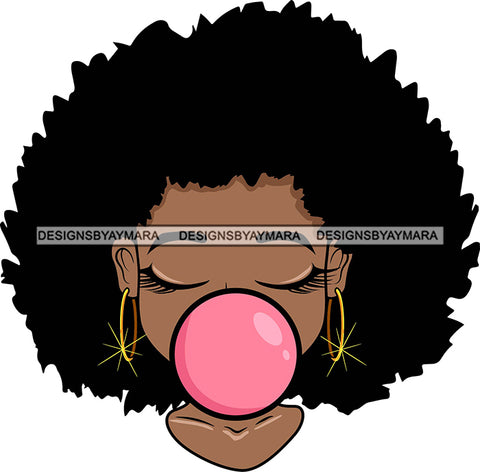 Afro Lili Black Girl Woman Bubble Gum Queen Melanin Afro Hair Style Personal & Commercial Use SVG Cutting Files For Silhouette Cricut More