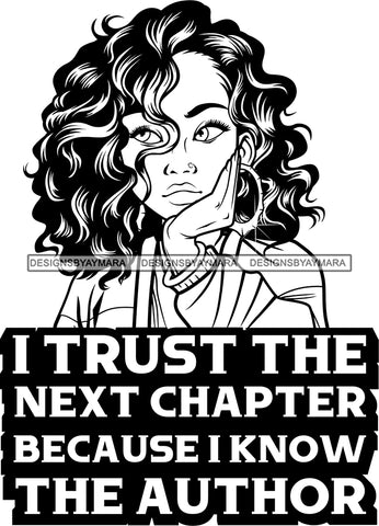Afro Lola God Quotes Trust Next Chapter Curly Hair Style Bambu Jewelry B/W SVG Cutting Files For Silhouette Cricut and More
