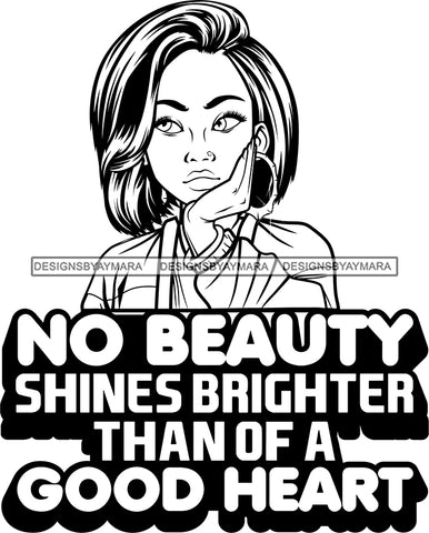 Afro Lola God Quotes Beauty God Heart Straight  Hair Style Bambu Jewelry B/W SVG Cutting Files For Silhouette Cricut and More