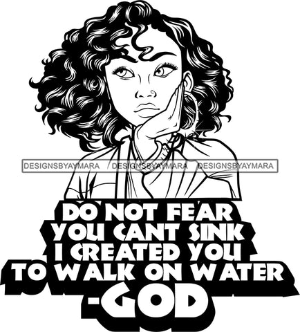 Afro Lola God Quotes Do Not Fear God Curly Hair Style Bambu Jewelry B/W SVG Cutting Files For Silhouette Cricut and More