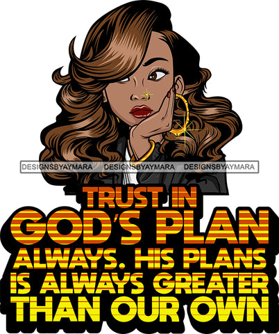 Afro Lola God Quotes Trust God's Plan Vavy Hair Style Bambu Jewelry SVG Cutting Files For Silhouette Cricut and More