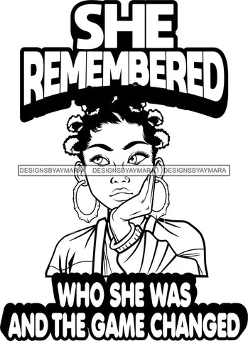 Afro Lola God Quotes She Remembered Banku Knots Hair Style B/W  SVG Cutting Files For Silhouette Cricut and More