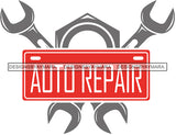 Auto Repair Handyman Tool Kit Set Symbol Design Vector Mechanic Toolbox Technician Equipment Logo Sign Color  B/W SVG Cutting Files For Silhouette and Cricut