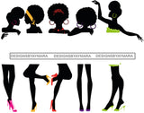 Group Of Black Sexy Women Silhouettes Holding Banner Sign Logo Business Advertising Melanin Hot Seller SVG Cut Files For Silhouette Cricut More