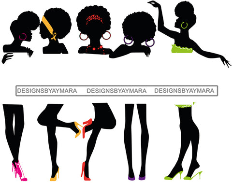 Group Of Black Sexy Women Silhouettes Holding Banner Sign Logo Business Advertising Melanin Hot Seller SVG Cut Files For Silhouette Cricut More