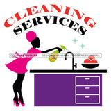 Afro Woman Cleaning Service Maid Housekeeper Afro Hair Style SVG Cutting Files For Silhouette and Cricut