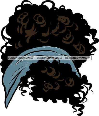Just Hair Only Blue Curly Headband Afro Woman  SVG JPG PNG Vector Clipart Cricut Silhouette Cut Cutting