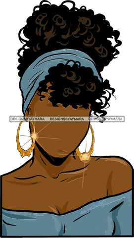 No Face Blue Curly Headband And Body Blue Top Afro Woman  SVG JPG PNG Vector Clipart Cricut Silhouette Cut Cutting