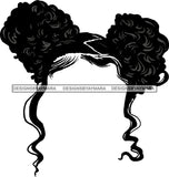 Just Hair Curly Knots Buns  Afro Woman SVG JPG PNG Vector Clipart Cricut Silhouette Cut Cutting