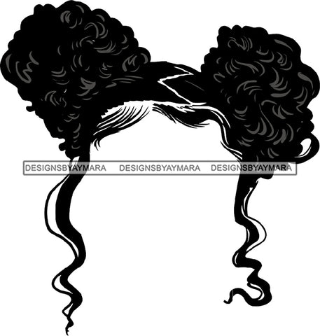 Just Hair Curly Knots Buns  Afro Woman SVG JPG PNG Vector Clipart Cricut Silhouette Cut Cutting