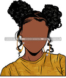 No Face Hair Curly Knots Buns  Afro Woman SVG JPG PNG Vector Clipart Cricut Silhouette Cut Cutting