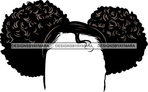 No Face Afro Puffs Buns Knots  Afro Woman SVG JPG PNG Vector Clipart Cricut Silhouette Cut Cutting