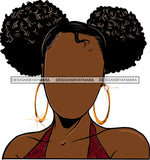 No Face Afro Puffs Buns Knots Red Dress Afro Woman SVG JPG PNG Vector Clipart Cricut Silhouette Cut Cutting