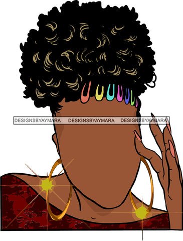 Hair Blank Face And Hairpins Hairpiece Black Afro Woman SVG JPG PNG Vector Clipart Cricut Silhouette Cut Cutting