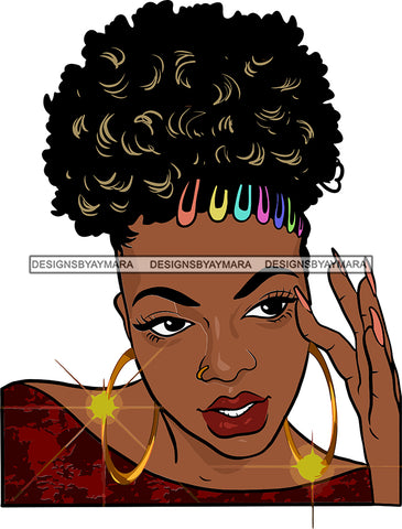 Afro Girl Bamboo Earrings Hustle Diva Gold Jewelry Hair Accessories Black Woman Goddess SVG Files For Cutting and More!