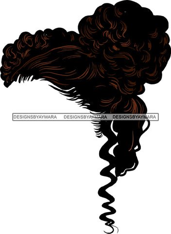 No Face Afro Bun Long Curl Afro Woman SVG JPG PNG Vector Clipart Cricut Silhouette Cut Cutting