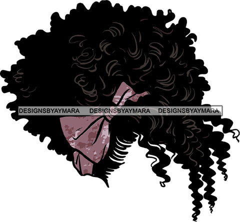 Just Curly Hair No Face Black Woman Afro  Purple Headband SVG JPG PNG Vector Clipart Cricut Silhouette Cut Cutting