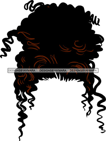 Just Hair No Face Afro Wavy Curly Hair Bun Black Woman Afro Hair SVG JPG PNG Vector Clipart Cricut Silhouette Cut Cutting