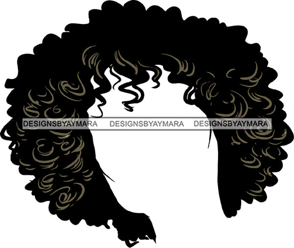 No Face Gray Highlights Black Hair  Black Woman Afro Hair SVG JPG PNG Vector Clipart Cricut Silhouette Cut Cutting