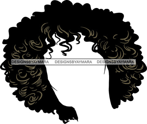 No Face Gray Highlights Black Hair  Black Woman Afro Hair SVG JPG PNG Vector Clipart Cricut Silhouette Cut Cutting