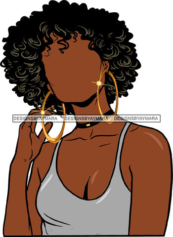 Hair No Face Gray Highlights Bangs Black Hair Gray Top Black Woman Afro Hair SVG JPG PNG Vector Clipart Cricut Silhouette Cut Cutting