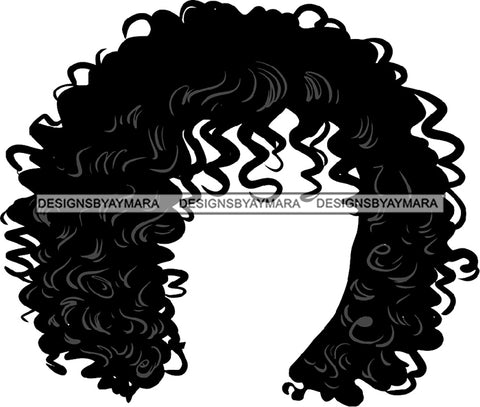 Just Hair No Face Gray Highlights Bangs Black Hair  Black Woman Afro Hair SVG JPG PNG Vector Clipart Cricut Silhouette Cut Cutting