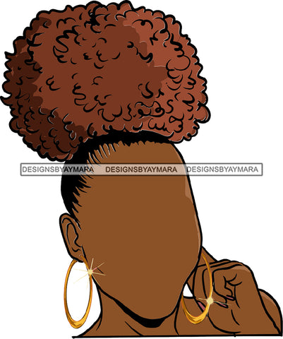 Afro Hair No Face Brown Bush Puff Bun Hairpiece Hair Hoops  Black Woman Afro Hair SVG JPG PNG Vector Clipart Cricut Silhouette Cut Cutting